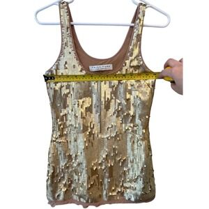 Trina Turk Gold Sequin Tank Top Sleeveless Scoop Neck Party Blouse Womens Small